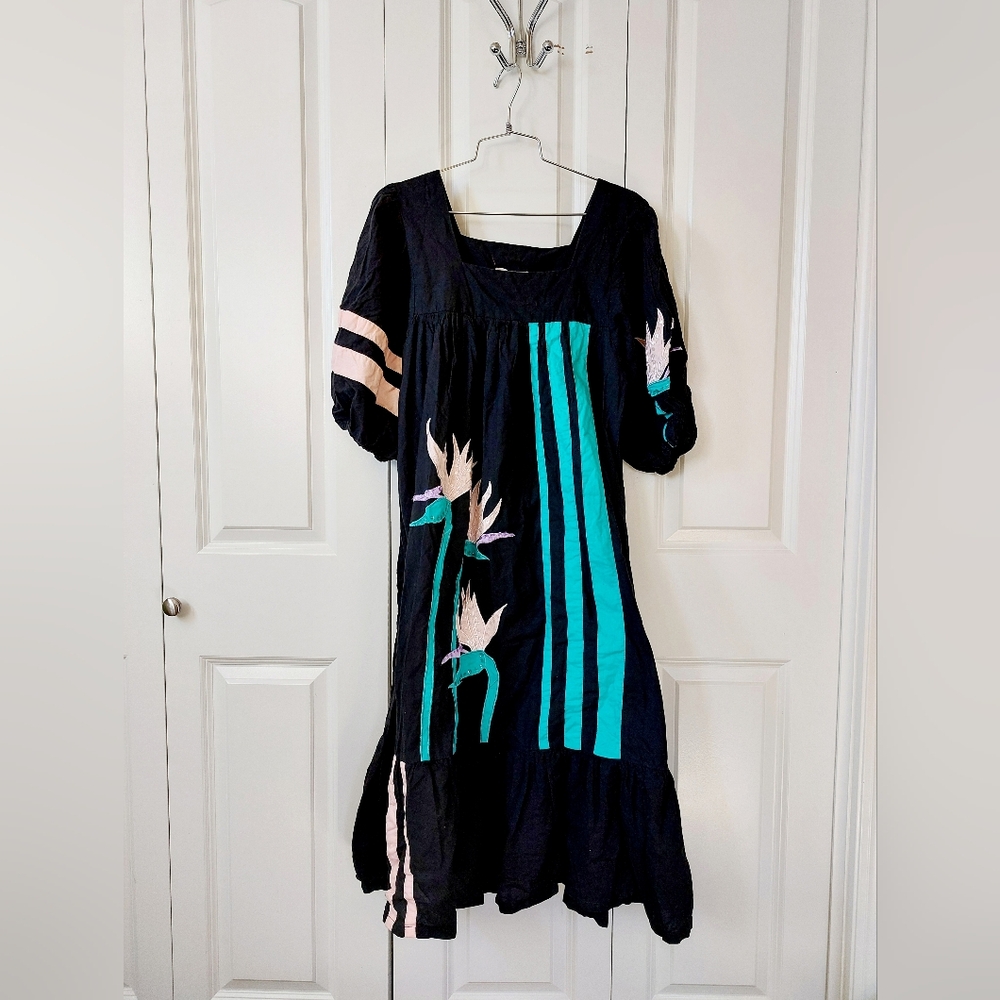 70s Birds of Paradise Vintage Caftan Dress Ramona‎ Rull 100% Cotton Bohemian